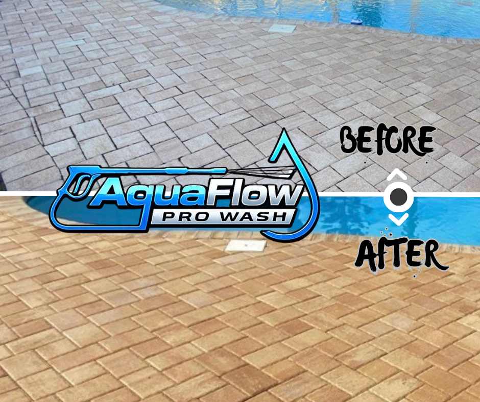 Paver cleaning and sealing before and after
