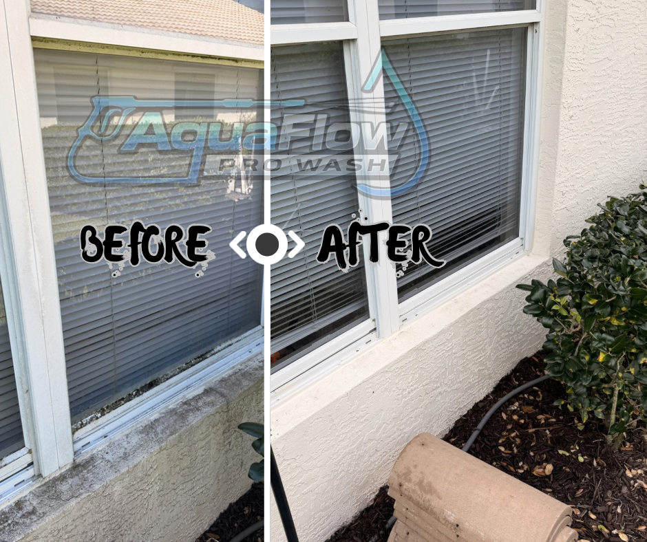 Window cleaning before and after